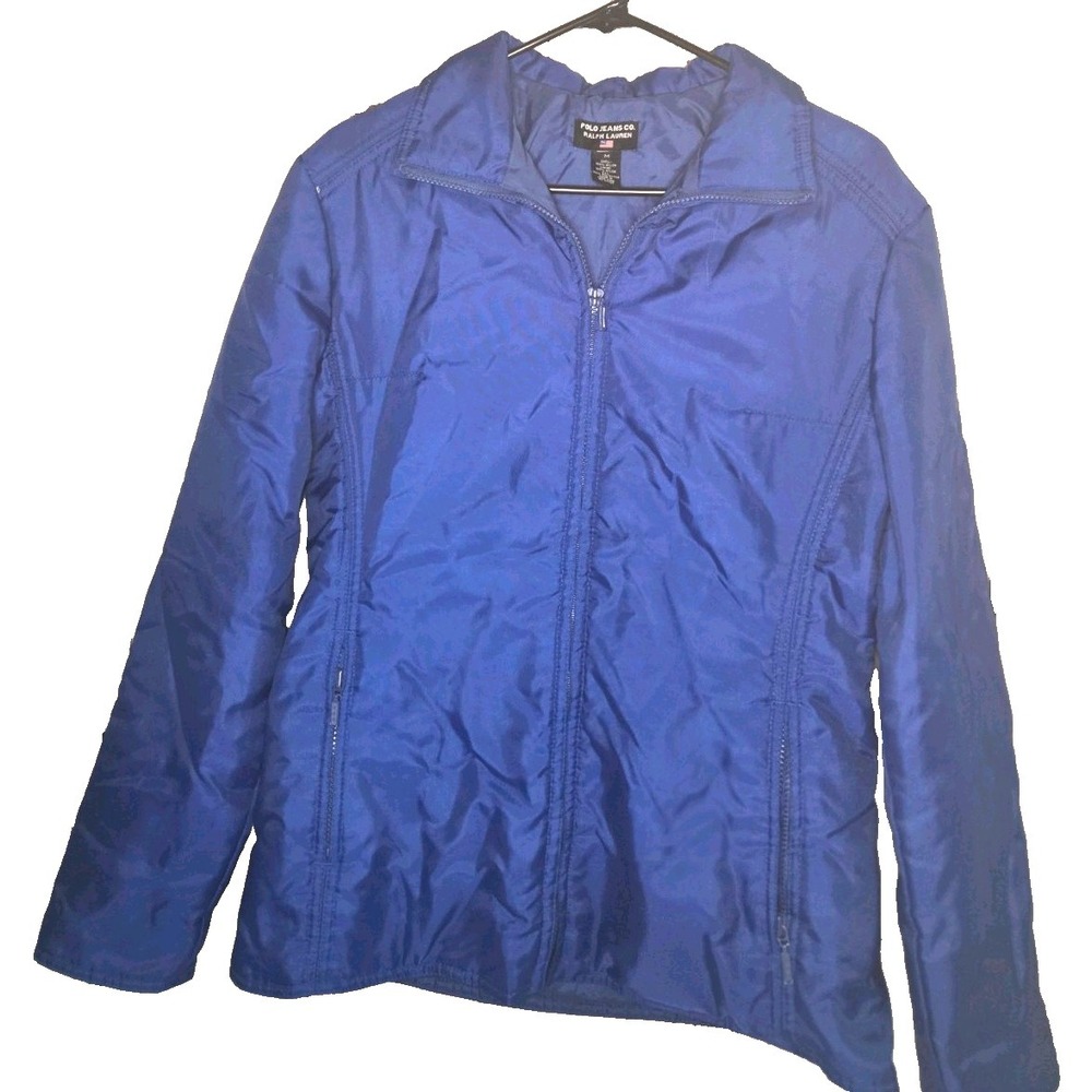 POLO JEANS CO. UNISEX SKI JACKET ROYAL BLUE SIZE M, w/belt buckles, missing belt